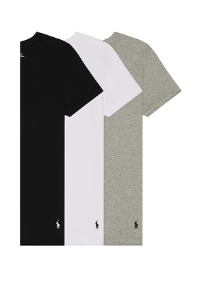 Polo Ralph Lauren Slim Fit Cotton 3 Pack Undershirt in White  Black  & Andover Heather - White. Size L (also in M).
