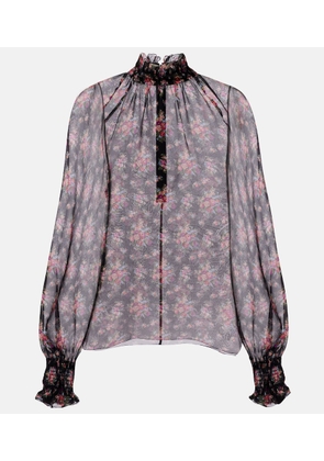 Dolce&Gabbana Floral ruffled sheer silk blouse