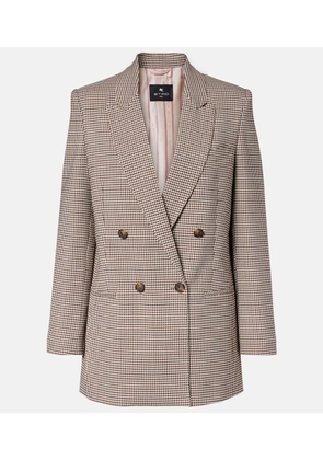 Etro Checked double-breasted wool-blend blazer