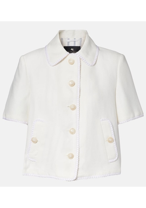 Etro Wool-blend trimmed linen jacket
