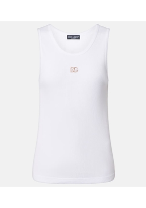 Dolce&Gabbana DG embellished ribbed-knit cotton tank top