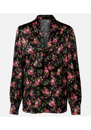Dolce&Gabbana Floral tie-neck silk-blend satin blouse