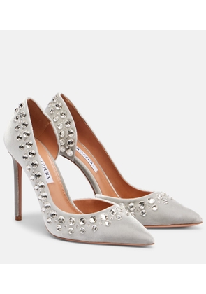 Aquazzura Cosmic Love 105 embellished velvet pumps
