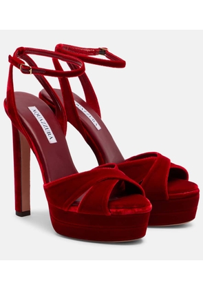 Aquazzura Divine 130 velvet platform sandals