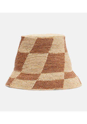 Alemais Checked raffia bucket hat