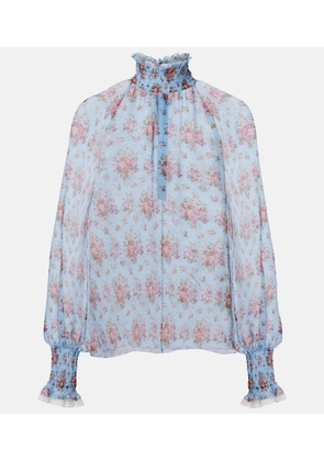 Dolce&Gabbana Floral ruffled silk and cotton blouse