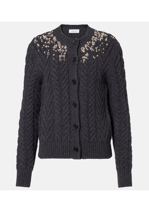 McQueen Embellished wool and cashmere cardigan