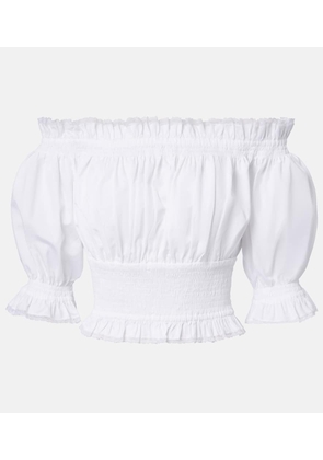 Dolce&Gabbana Off-shoulder cotton-blend poplin crop top