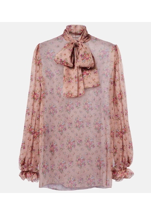 Dolce&Gabbana Floral tie-neck silk blouse