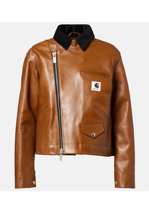 Sacai x Carhartt asymmetric leather jacket