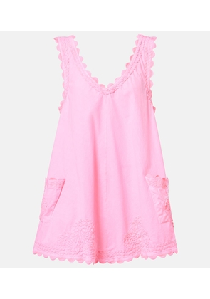 Juliet Dunn Embroidered cotton poplin minidress