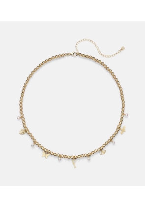 Sydney Evan 14kt gold beaded pendant necklace with pearls