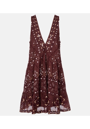 Juliet Dunn Embroidered cotton minidress