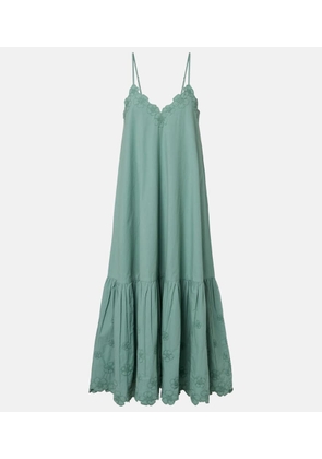 Juliet Dunn Embroidered cotton poplin midi dress