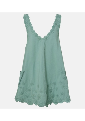 Juliet Dunn Embroidered cotton poplin minidress