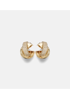 Sydney Evan Tri-Link 14kt gold hoop earrings with diamonds