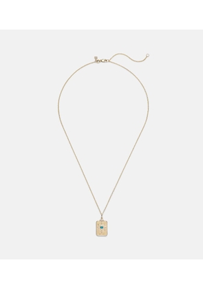 Sydney Evan Eye Tarot Card 14kt gold pendant necklace with turquoise and diamonds