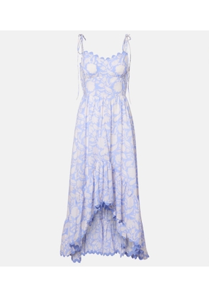 Juliet Dunn Asymmetric floral cotton midi dress