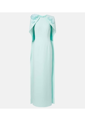 Safiyaa Lennox floral-applique caped crepe gown