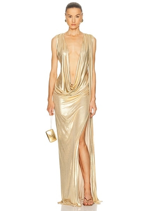 Sid Neigum Floor Length Reversible Cowl Dress in Gold Metallic - Metallic Gold. Size S (also in XS).