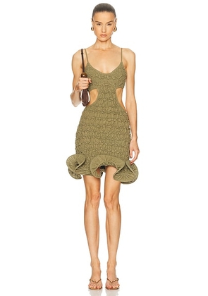 TG Botanical Dina Dress in Khaki - Olive. Size L (also in M, S, XS).