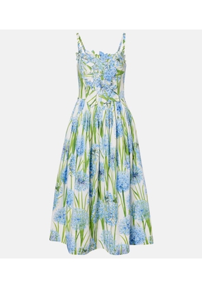Oscar de la Renta Allium floral cotton-blend midi dress