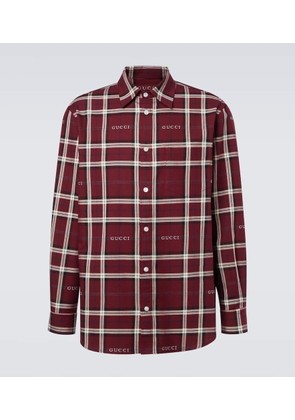 Gucci Gucci Script plaid cotton jacquard shirt