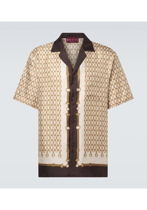 Gucci Printed silk twill bowling shirt