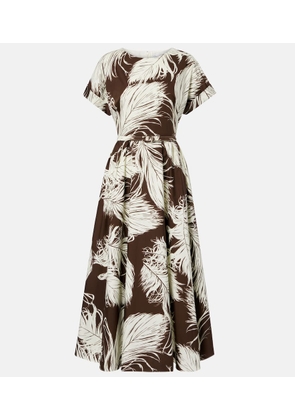 Oscar de la Renta Printed cotton-blend poplin midi dress