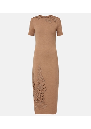 Oscar de la Renta Foxgloves wool-blend midi dress