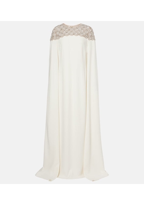 Oscar de la Renta Caped embellished silk-blend gown