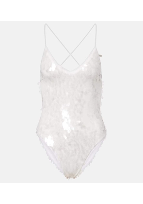 Norma Kamali Fara sequined semi-sheer mesh bodysuit