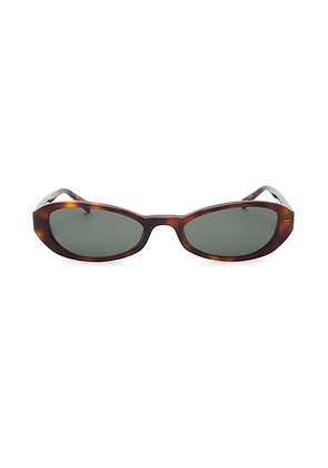 Saint Laurent Bayonetta Oval Sunglasses in Havana & Grey - Brown. Size all.
