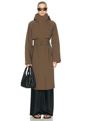 THE UPSIDE James Hooded Trench Coat in Olive - Olive. Size L (also in M, XS).