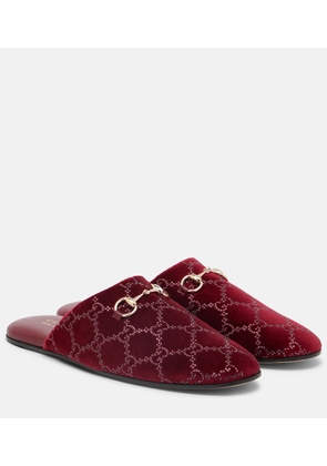 Gucci Horsebit GG embellished velvet mules
