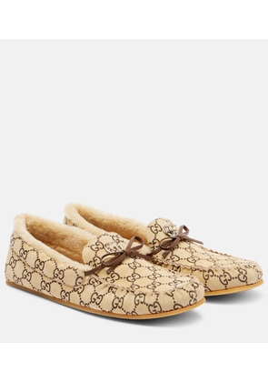 Gucci Double G shearling-lined suede loafers