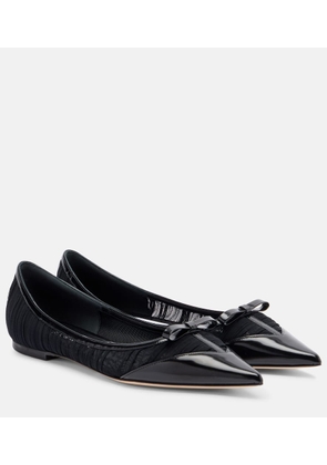 Jimmy Choo Love leather-trimmed mesh ballet flats