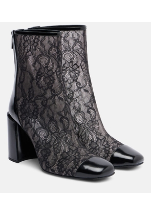 Jimmy Choo Kisu 85 leather-trimmed lace ankle boots