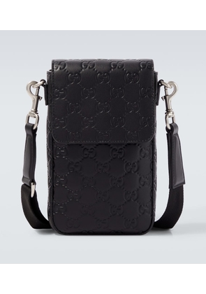 Gucci GG Emblem debossed leather phone pouch