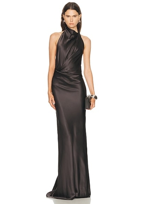 The Sei Halter Drape Bias Gown in Carbon - Charcoal. Size 0 (also in 4, 6, 8).
