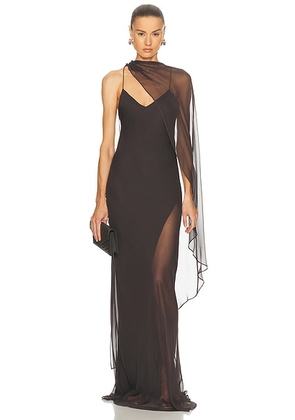 The Sei Cape Cami Slit Gown in Carbon - Grey. Size 0 (also in 2, 4, 6).