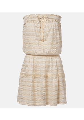 Melissa Odabash Isla off-shoulder lame minidress