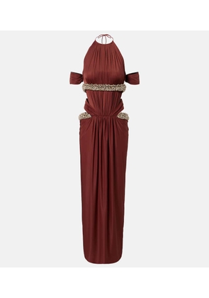 The New Arrivals Ilkyaz Ozel Crystal-embellished cutout halterneck gown