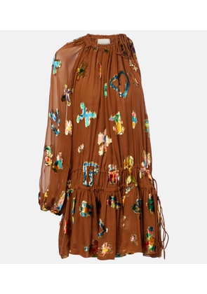 Alemais Embroidered silk-blend mini dress