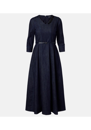 'S Max Mara Vela embellished belted denim midi dress