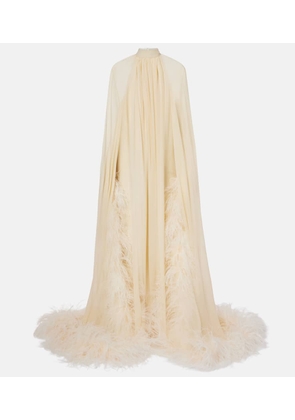 Taller Marmo Feather-trimmed silk gown