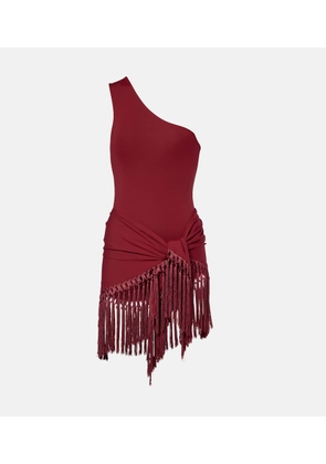 Taller Marmo One-shoulder swimsuit and beach cover-up set