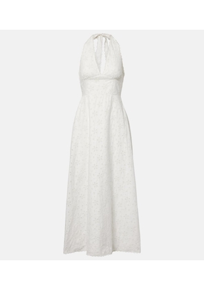 Posse Salma embroidered halterneck cotton midi dress