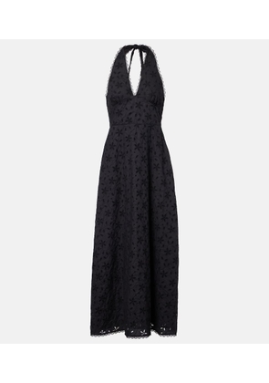 Posse Salma embroidered halterneck cotton midi dress