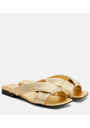 Bottega Veneta Riva metallic leather mules